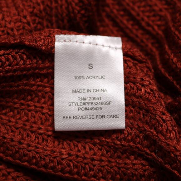 Stitch Fix Lattice Cardigan Rust Orange Chunky Knit Open Front Sweater Size S - Picture 8 of 12